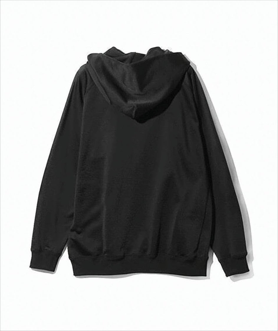Needles Minimalist Black Zip-Up Hoodie With Ribbed Accents