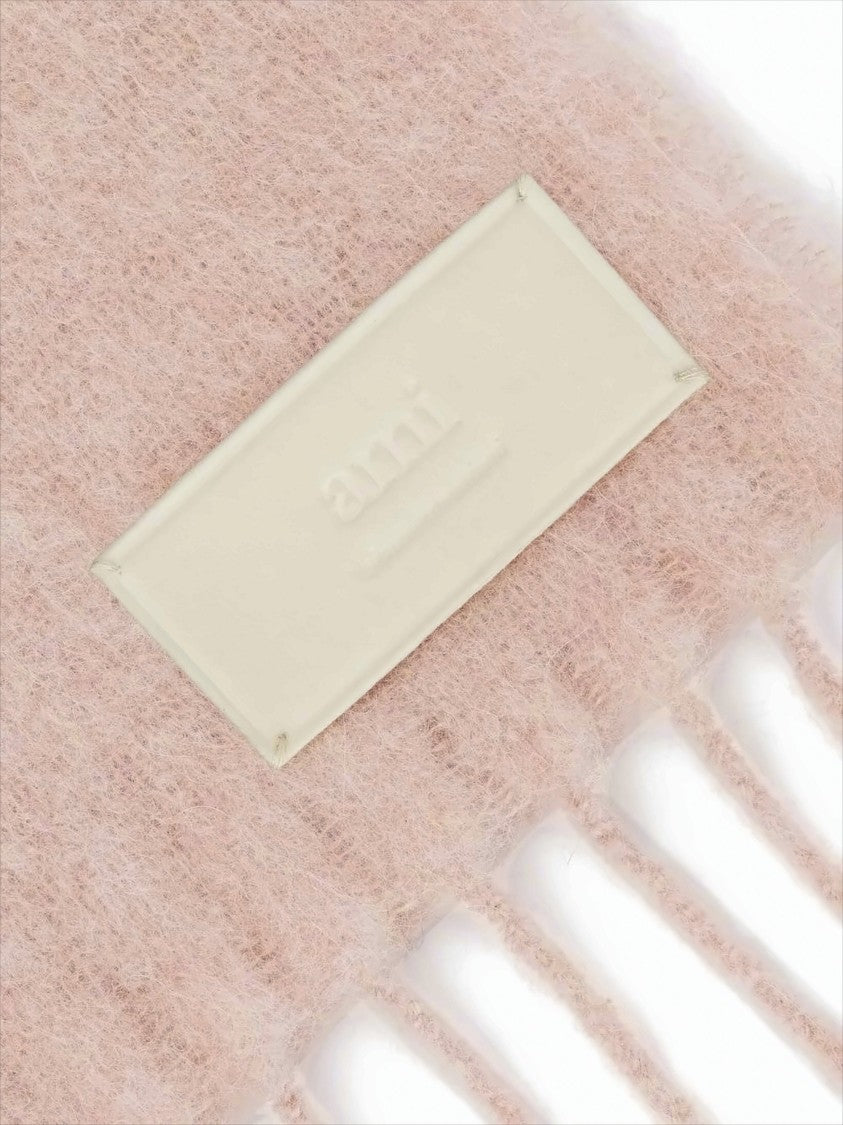 Ami Oversized Alpaca Blend Scarf With Fringed Ends