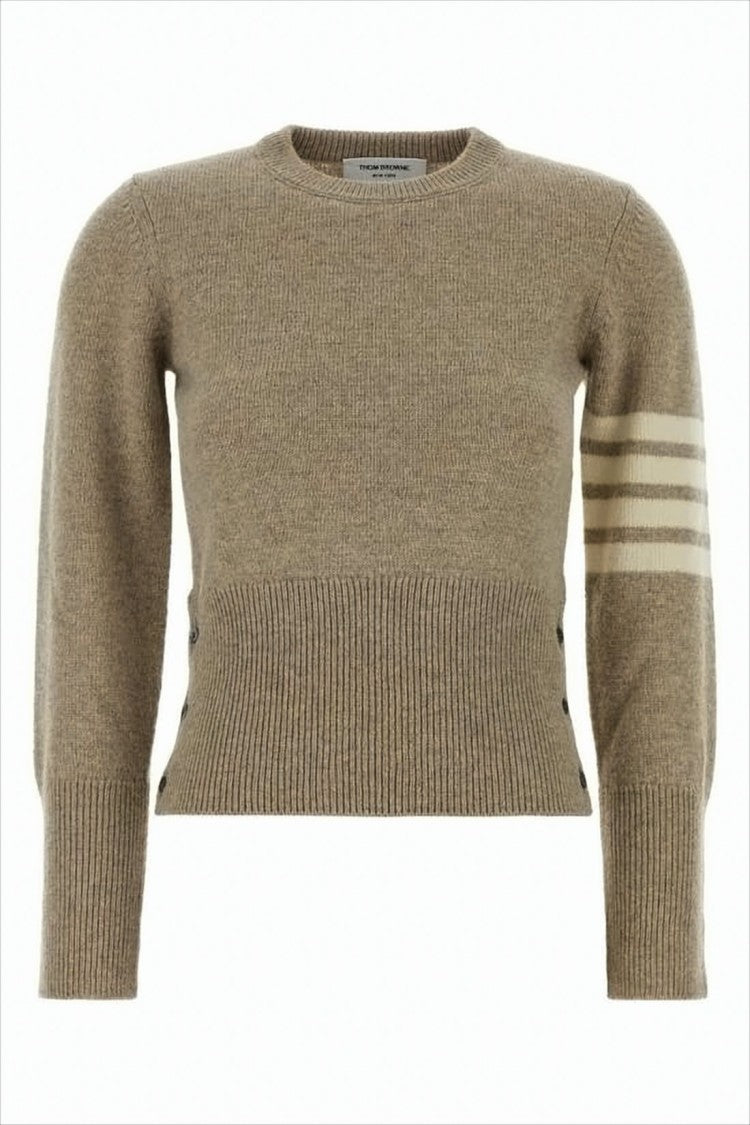 Thom Browne Cropped Wool Sweater With Ribbed Hem
