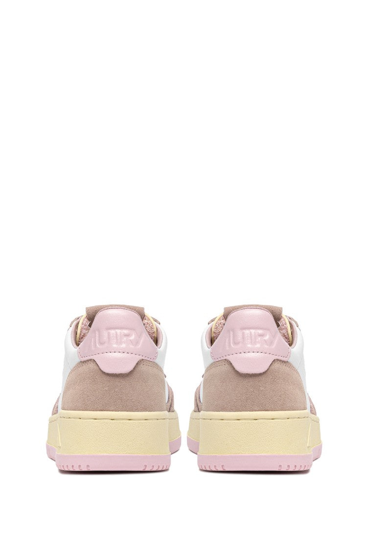 Autry White Pink Medalist Suede Sneakers