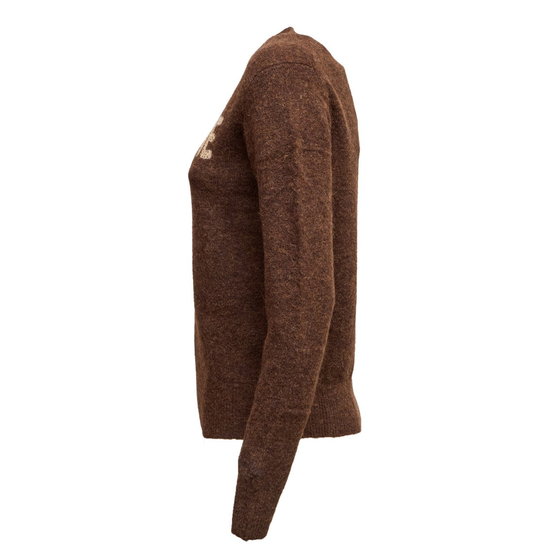 Mc2 Saint Barth Crewneck Alpaca Knit Sweater With Rhinestone Inscription