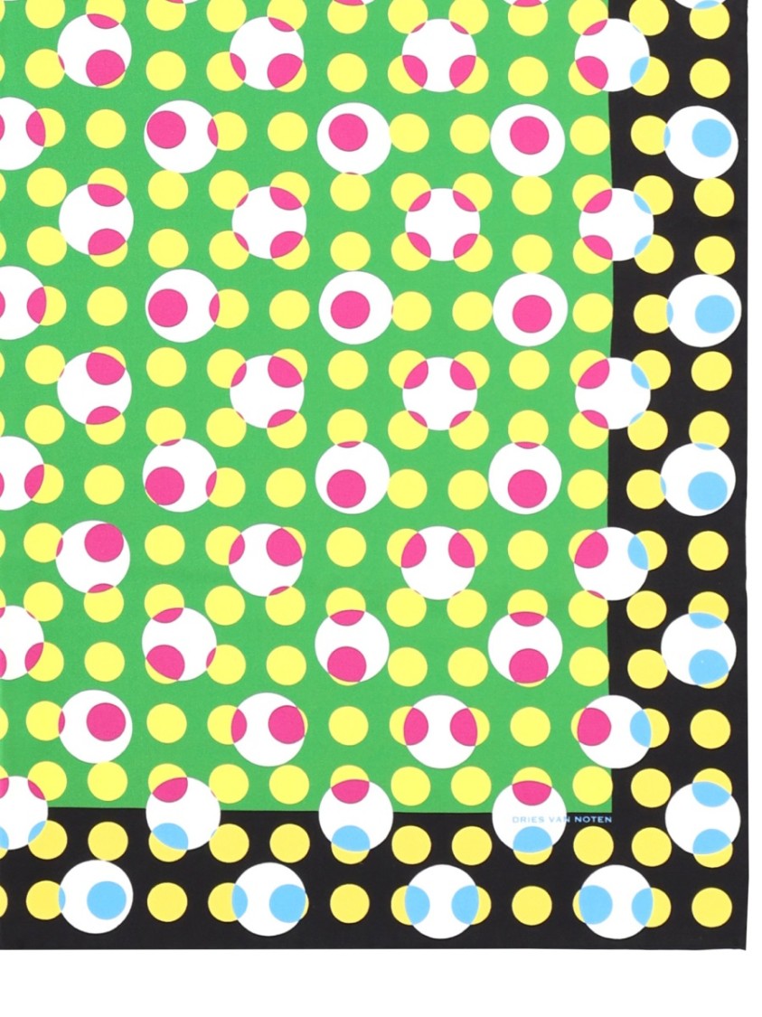 Dries Van Noten Square Silk Circles Geometric Scarf