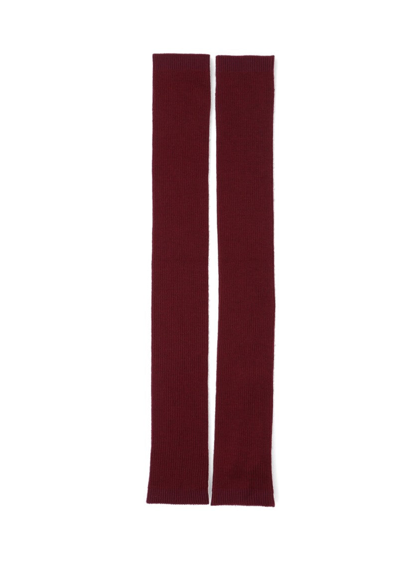 Sa Su Phi Long Ribbed Knit Gloves In Deep Burgundy Shade