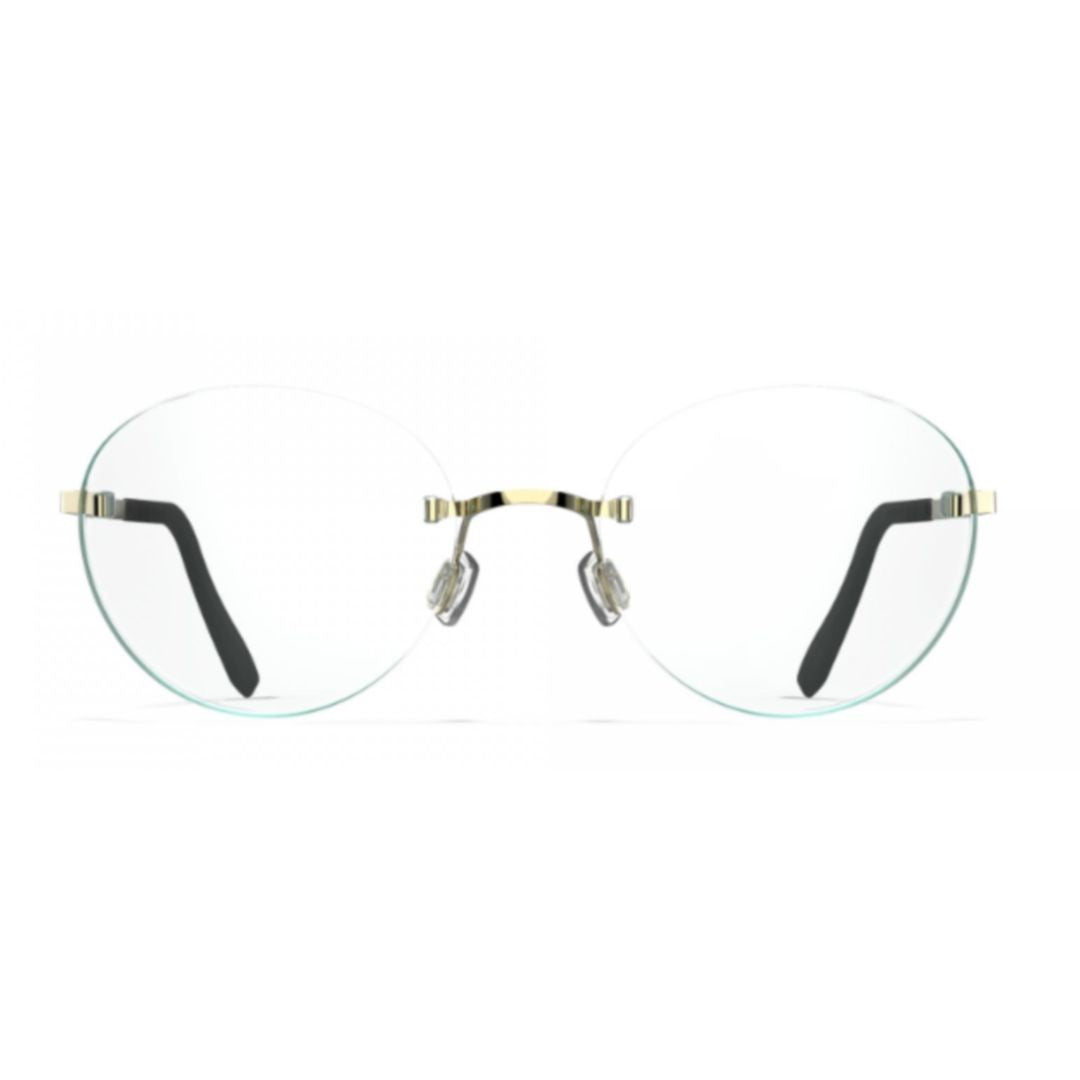 Blackfin Bf942 Aero A-M Rimless Round Beta-Titanium Eyeglasses With Gold Accents