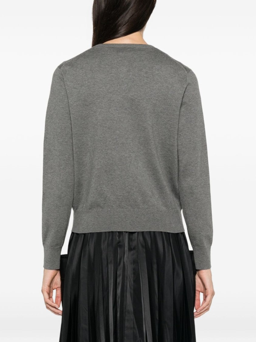 Polo Ralph Lauren Classic Grey Knit Sweater With Button-Down Front
