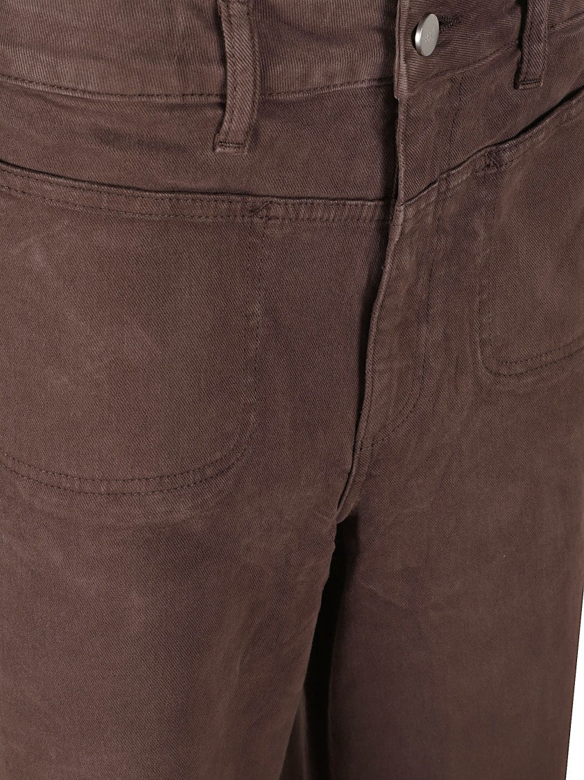 Paige Straight-Leg Pants With Front Yoke Detailing In Rich Brown