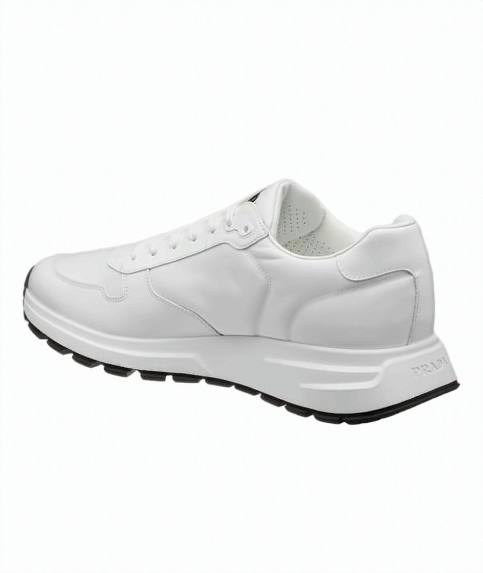 Prada Low-Top Nylon And Leather Prada Sneakers With Contrast Sole