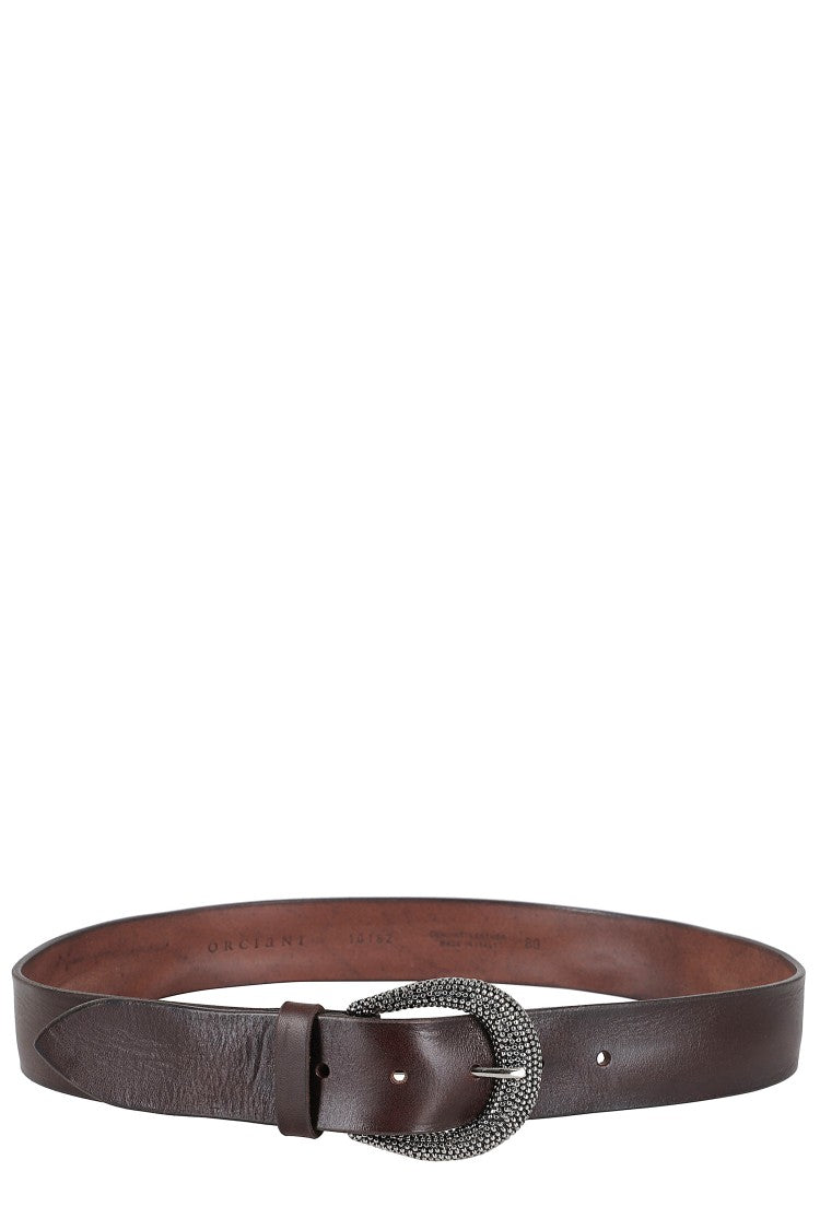 Orciani Soft Bull Leather Belt With Polished Buckle