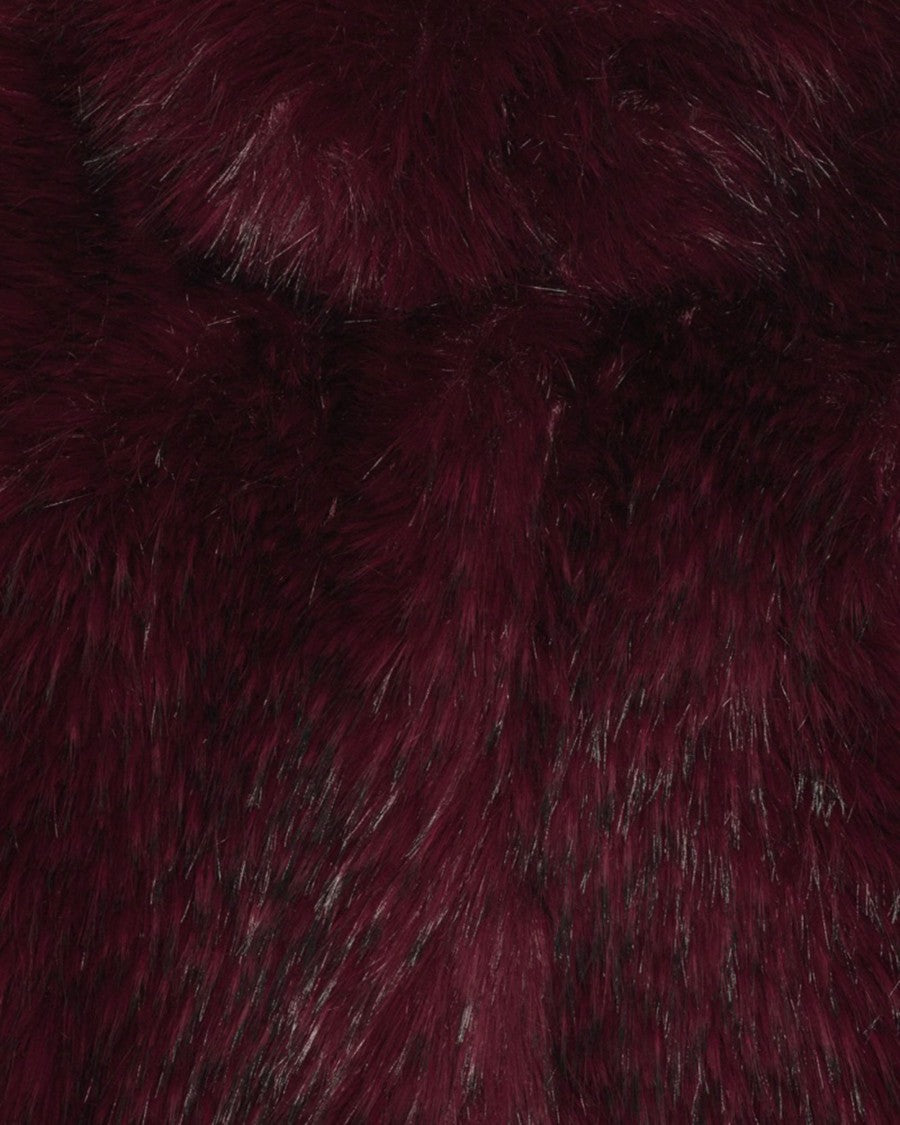 Rotate Burgundy Faux Fur Cropped Jacket