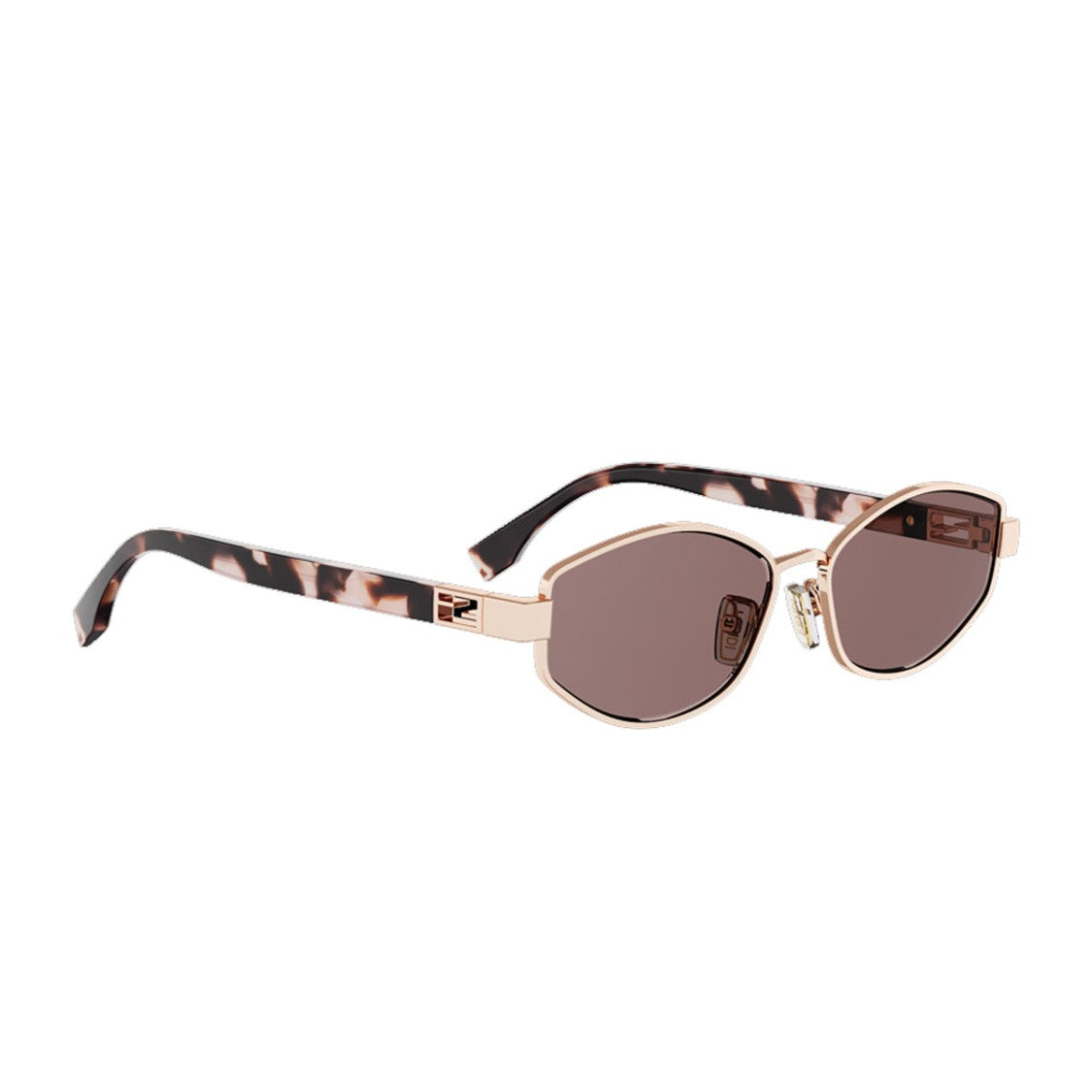 Fendi Pink Tube Fe40216u Geometric Metal Sunglasses