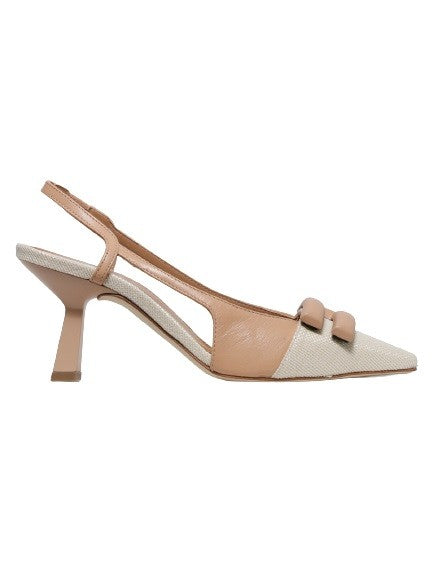 Chantal Slingback In Soft Nude Beige Leather