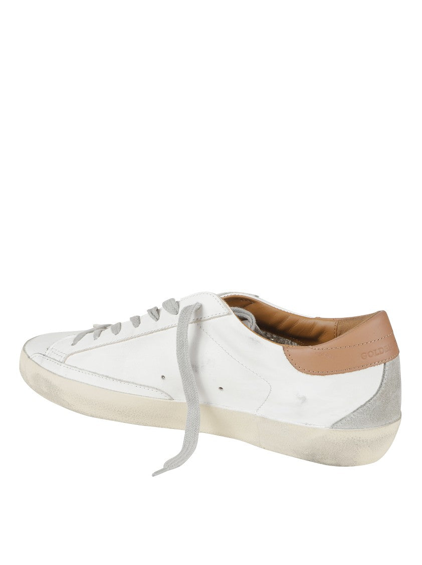 Golden Goose Classic Low-Top White Leather Sneakers With Tan Heel Tab