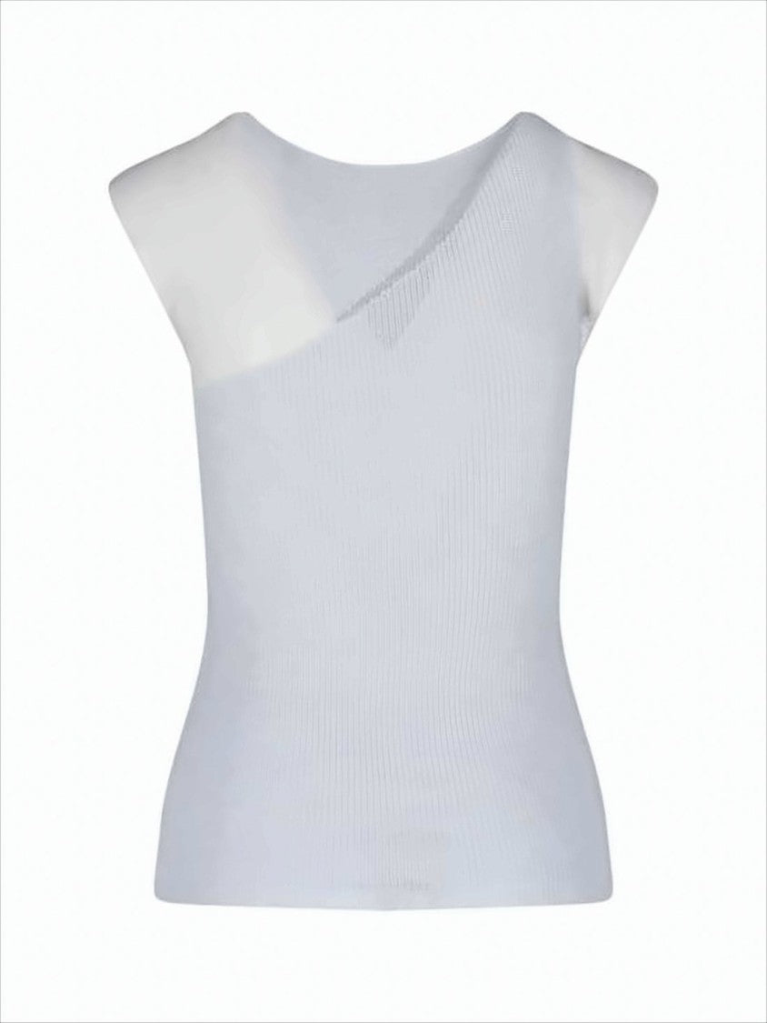 Paloma Wool Asymmetrical White Knit Tank Top