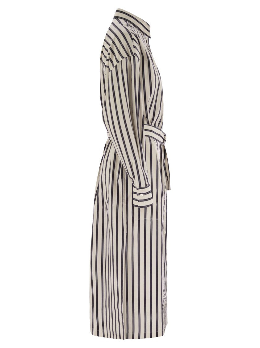Brunello Cucinelli Regimental Cotton-Silk Poplin Dress