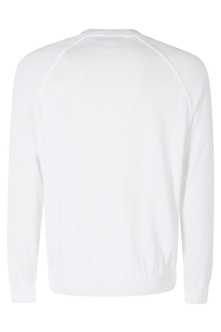 Filippo De Laurentiis White Sweatshirt-Cut Ribbed Crewneck Cotton Sweatshirt