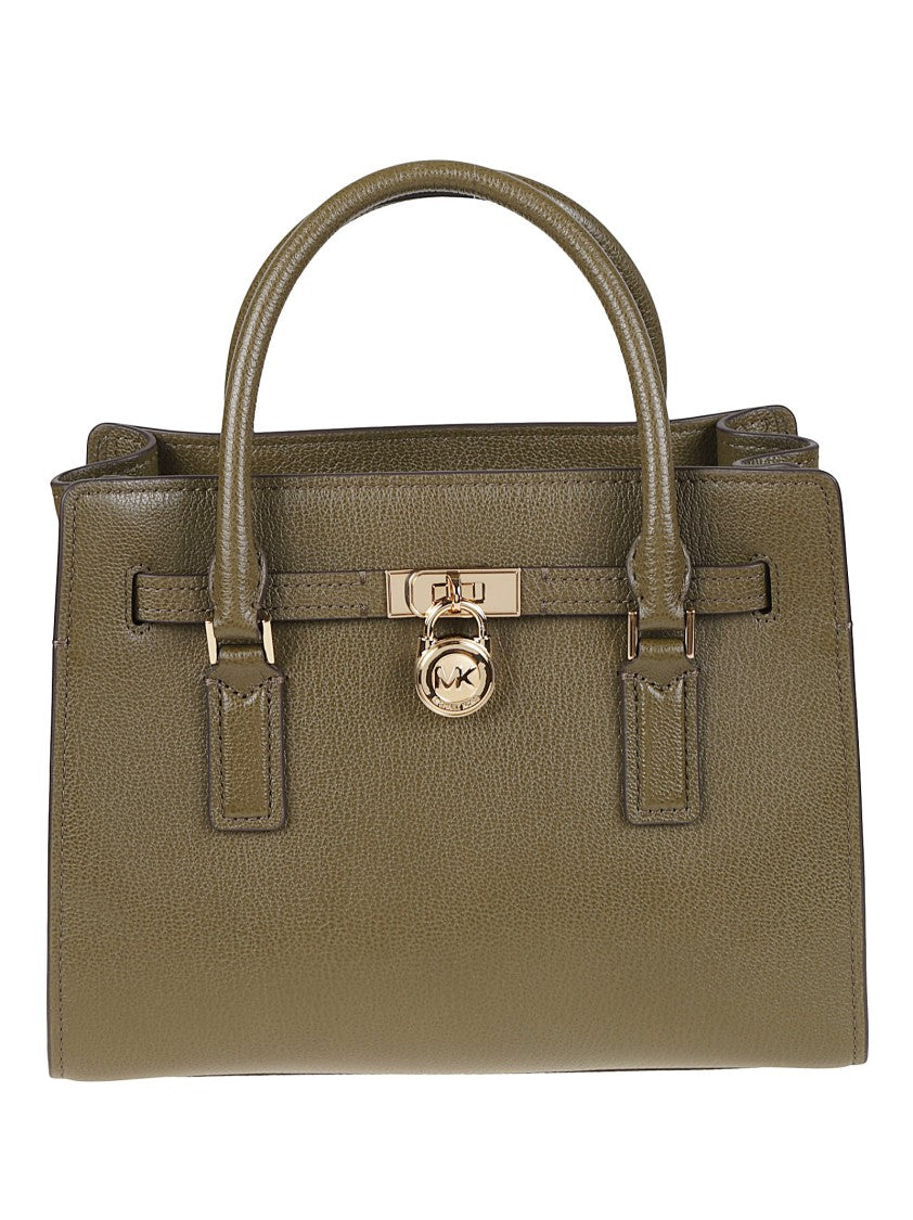 Michael Kors Small Hamilton Textured Leather Metallic Lock Satchel