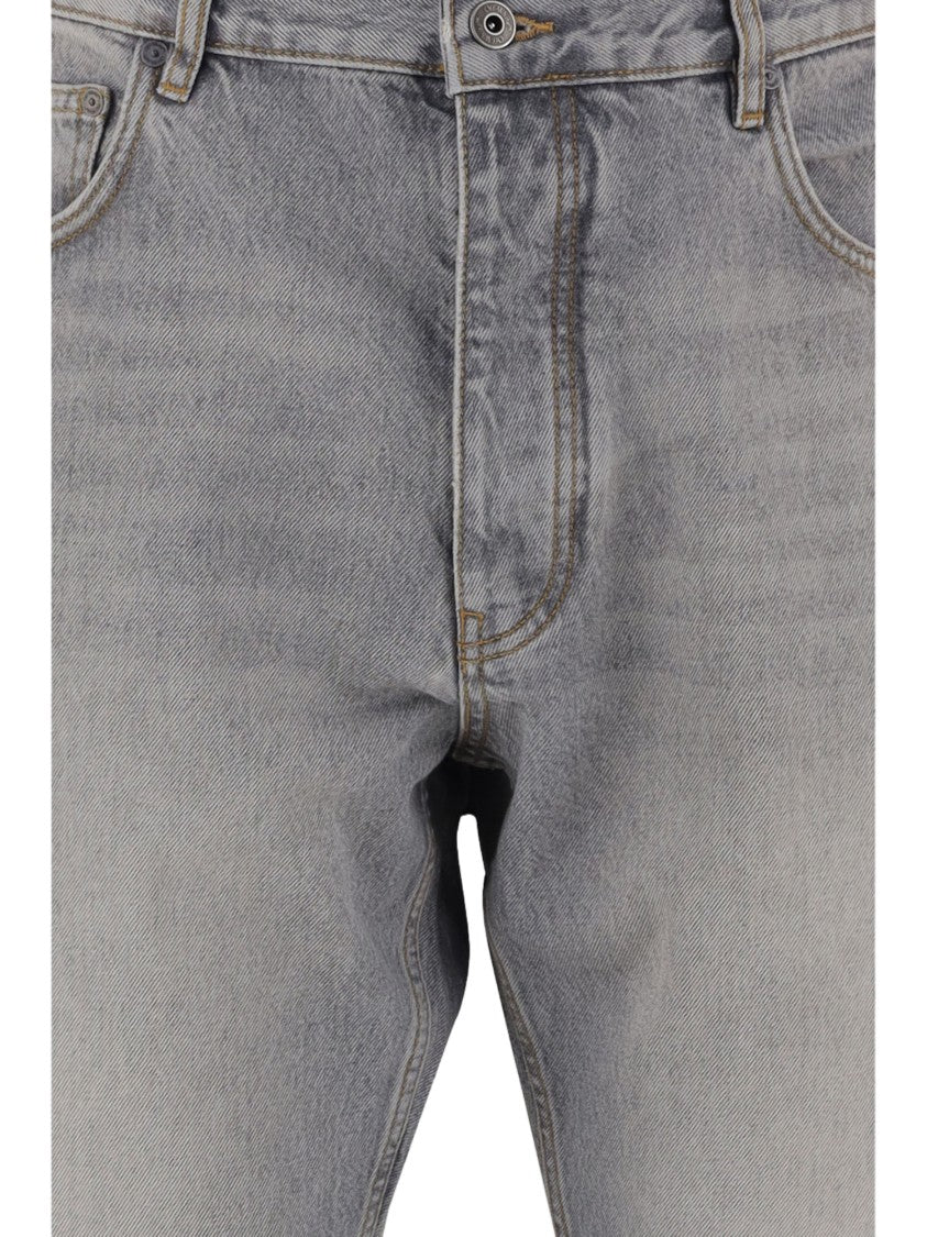 Off-White Light Gray Washed Cotton Denim Jeans