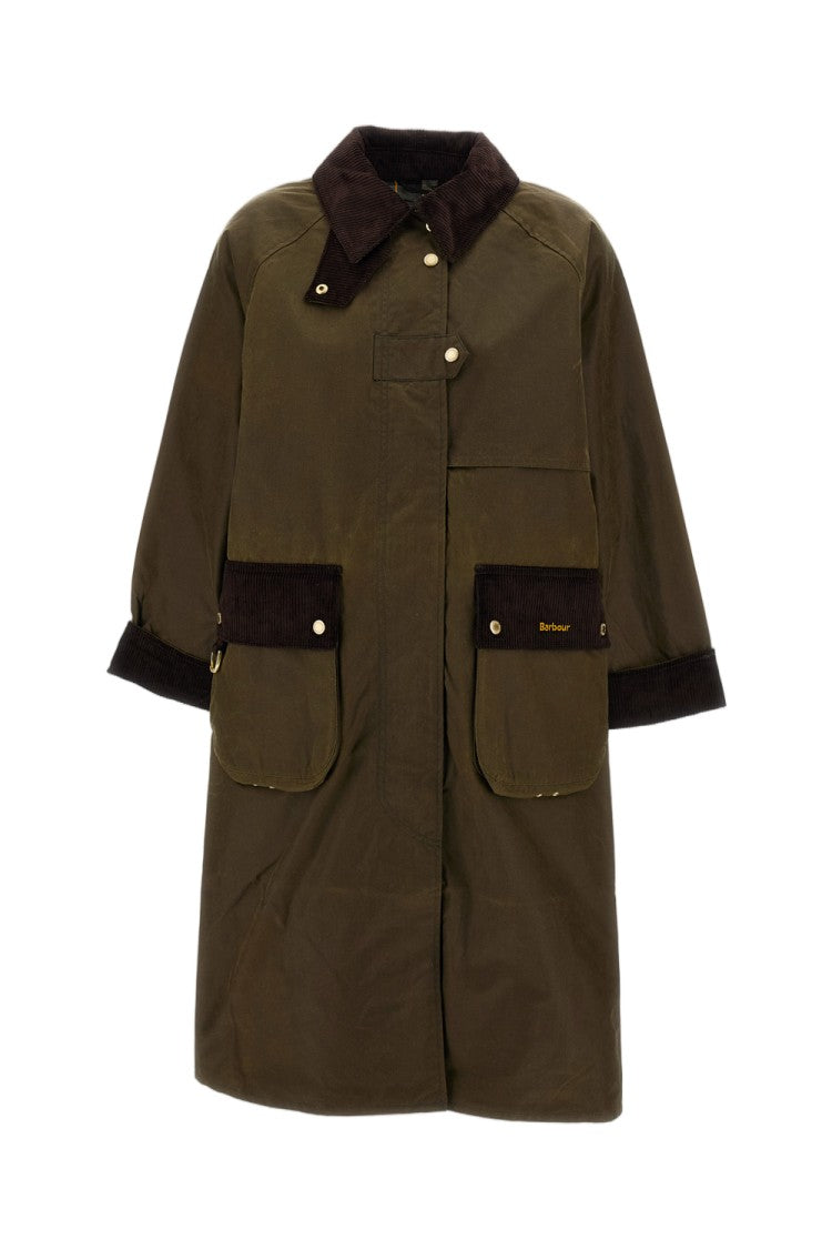 Barbour Green Kirklees Wax Longline Waxed Cotton Jacket
