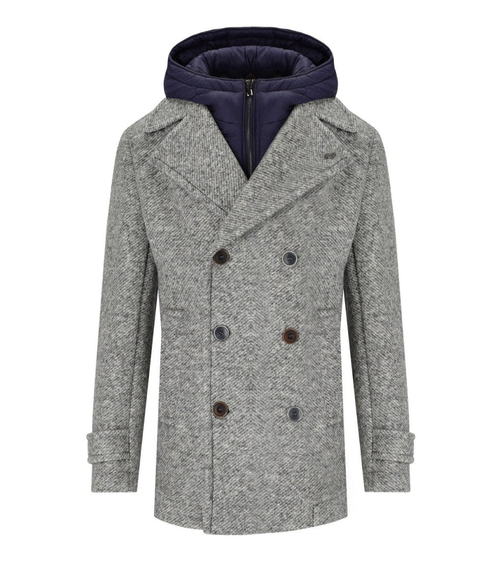 Bob Iver Melange Grey Double-Breasted Coat