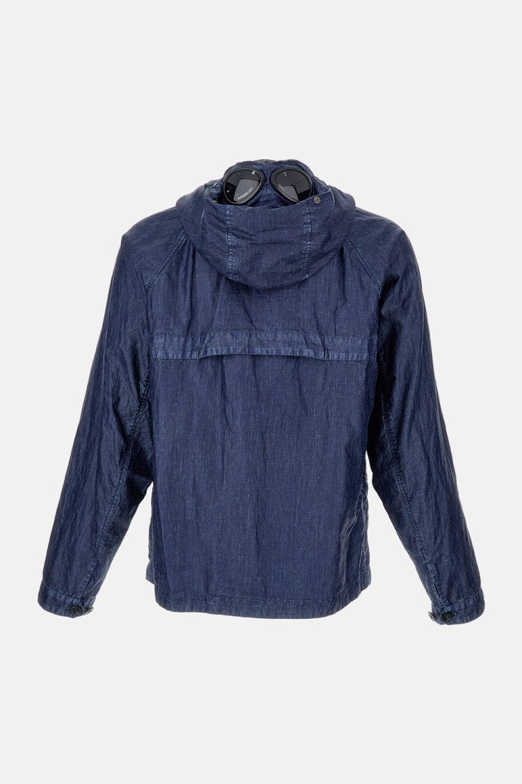 C.P. Company Textured Linen Jacket With Functional Hood And Built-In Glasses