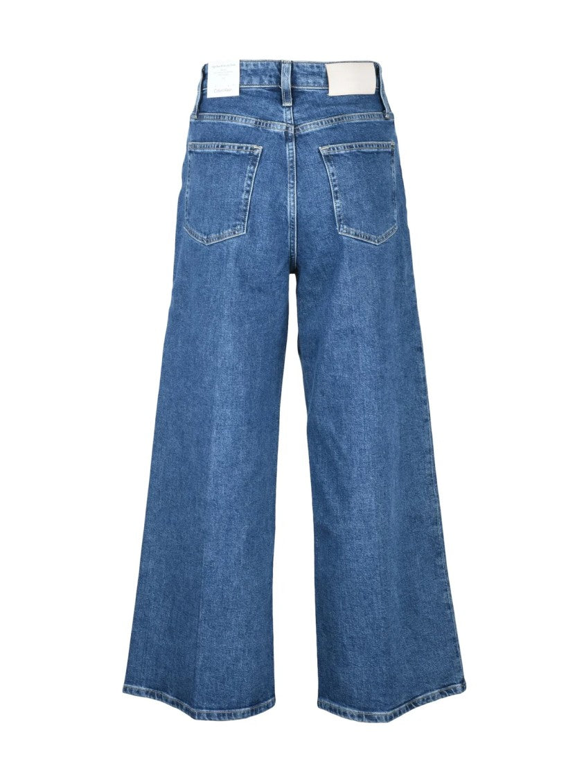 Calvin Klein Blue High-Rise Wide-Leg Jeans