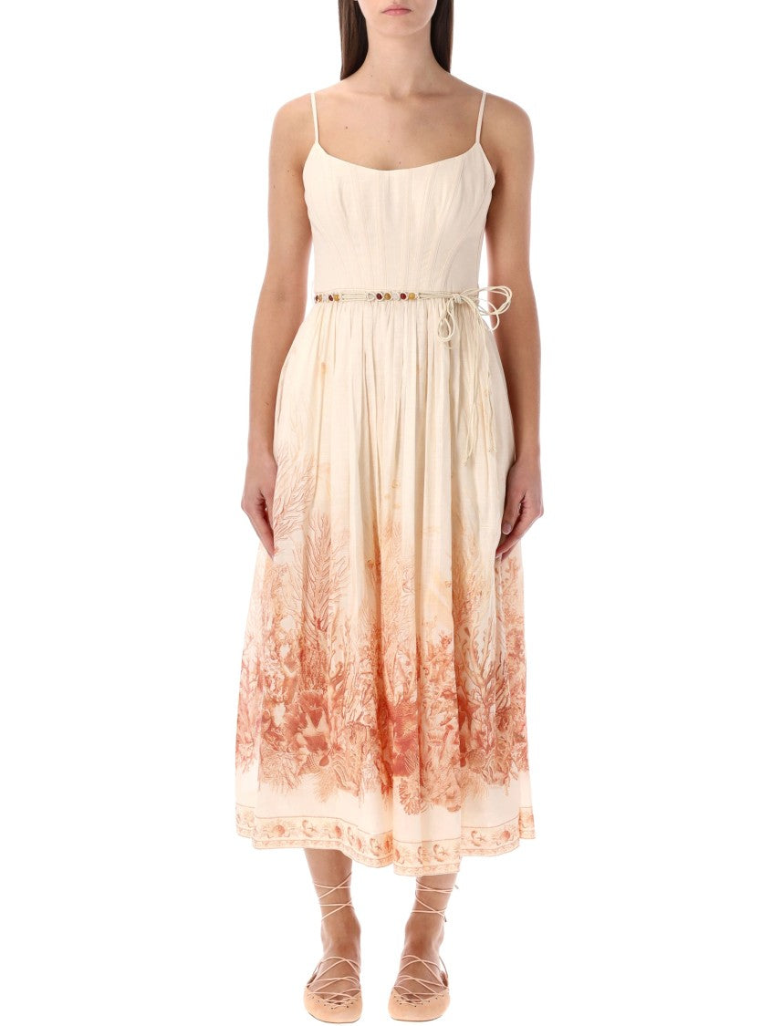 Zimmermann Wanderlust Corset Midi Dress Cream