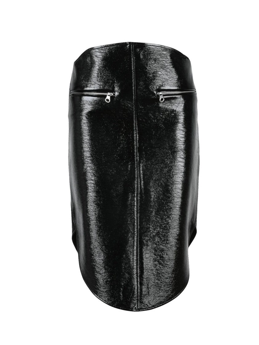 Courrèges Black Cotton-Blend Zip Midi Skirt