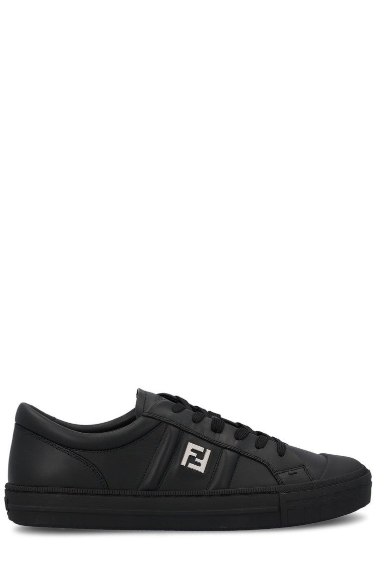 Fendi Minimalist Black Low-Top Sneakers With Smooth Finish