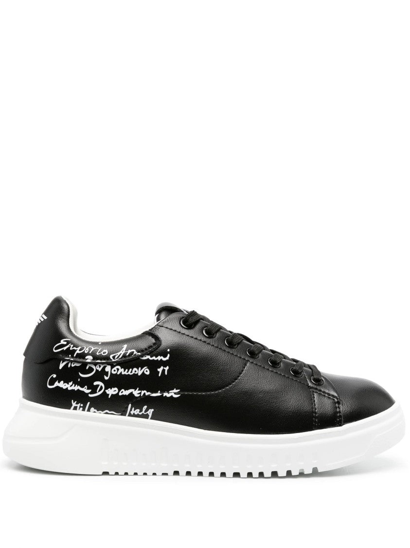 Emporio Armani Casual Black Leather Sneakers