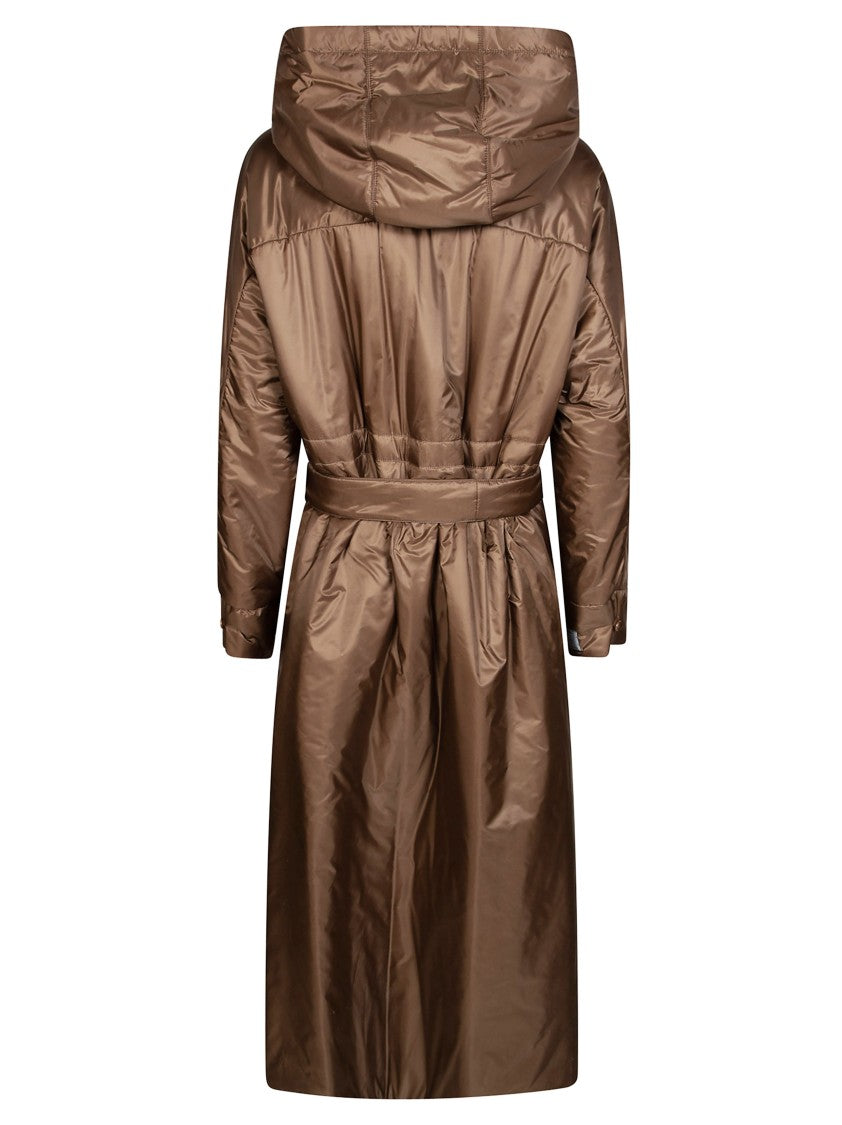 Max Mara Mtcgreenpi Long Hooded Belted Padded Coat