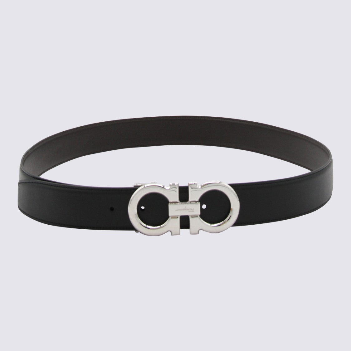 Ferragamo Black Leather Gancini Belt