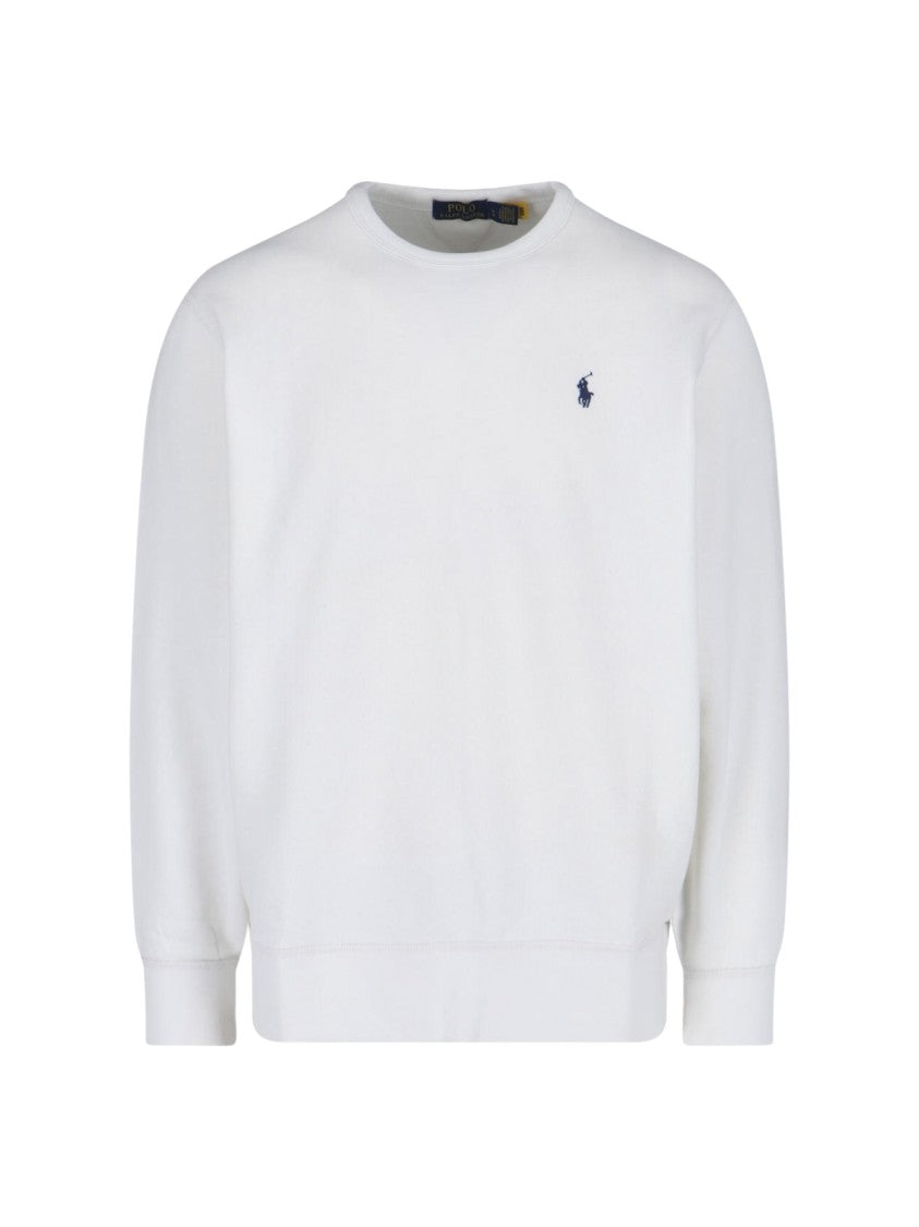 Polo Ralph Lauren Classic White Sweater With Round Neckline And Long Sleeves
