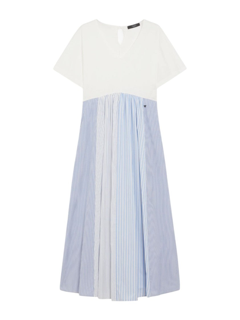 Max Mara Voluminous Maxi Dress With Decorative Stripes