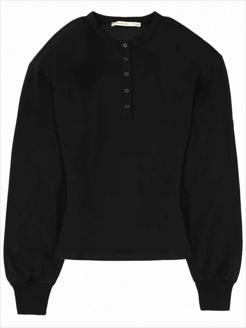 Paloma Wool Cropped Black Long-Sleeve Top With Voluminous Cuffs