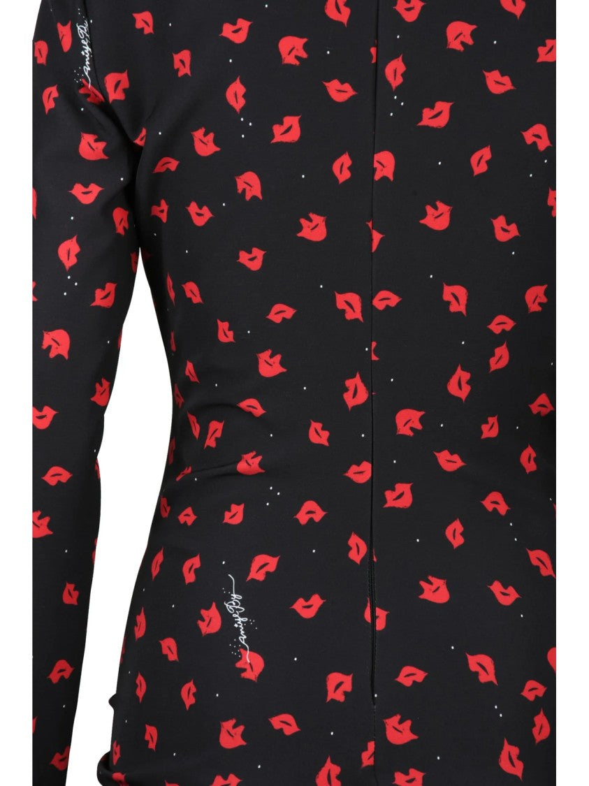 Aniye By Fitted Mini Dress With Playful Lip Print Design