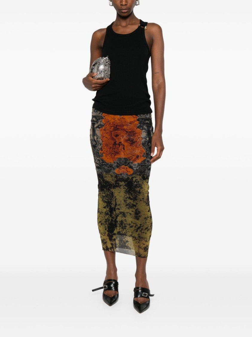 Jean Paul Gaultier Black Cut-Out Ribbed Crew Neck Top