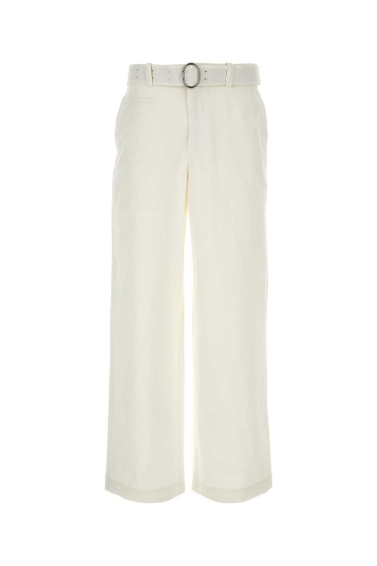 Jil Sander White Cotton Wide-Leg Pant
