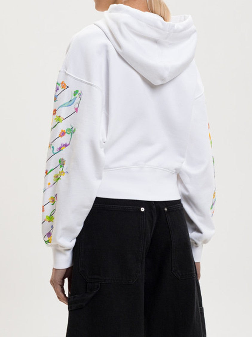 Off-White White Bookish Glowing Flower Cotton Hoodie