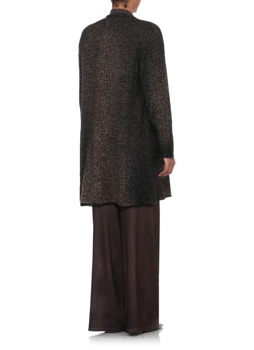 Avant Toi Black Beige Woven Shawl Cardigan
