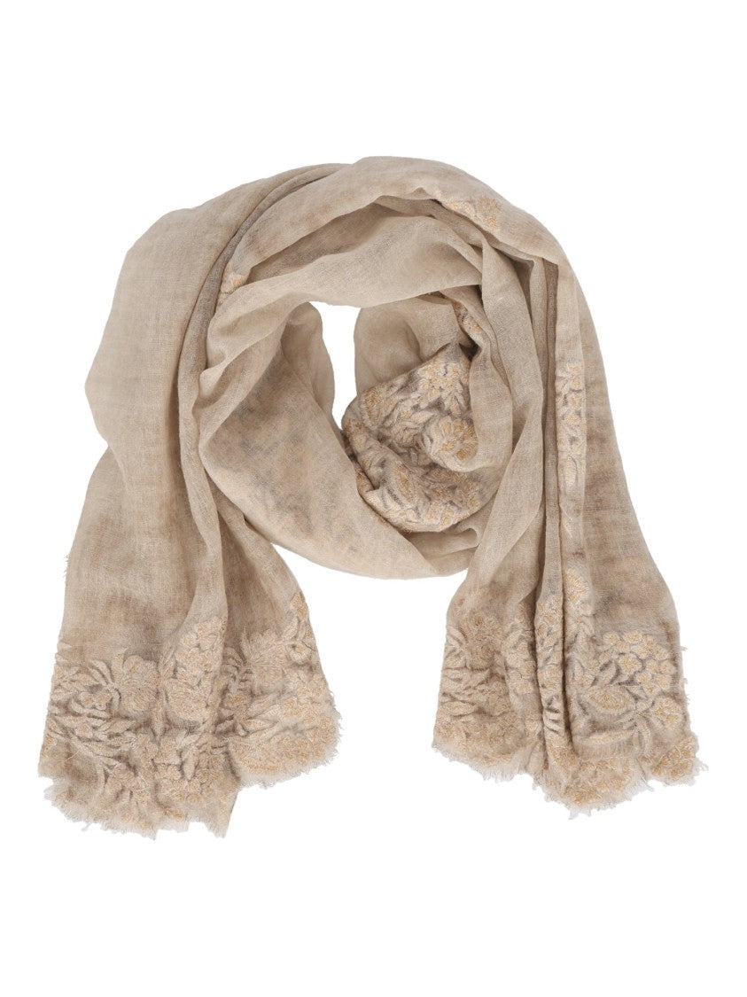 Faliero Sarti Rectangular Fiorenza Scarf With Floral Embroidery