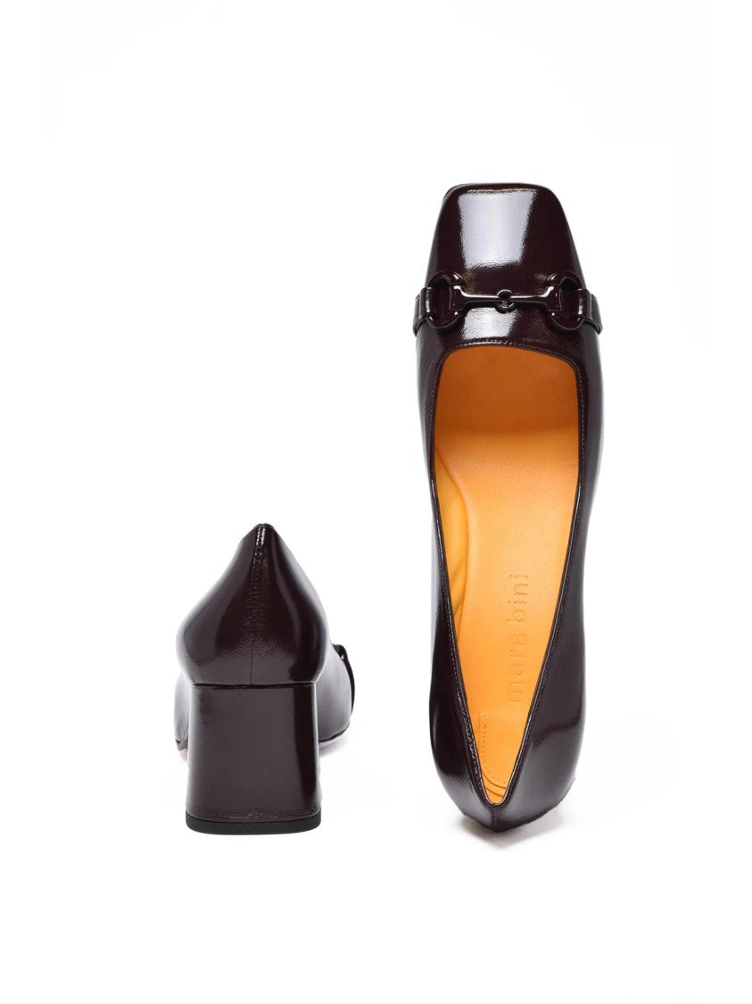 Mara Bini Chocolate Leather Chain Pumps
