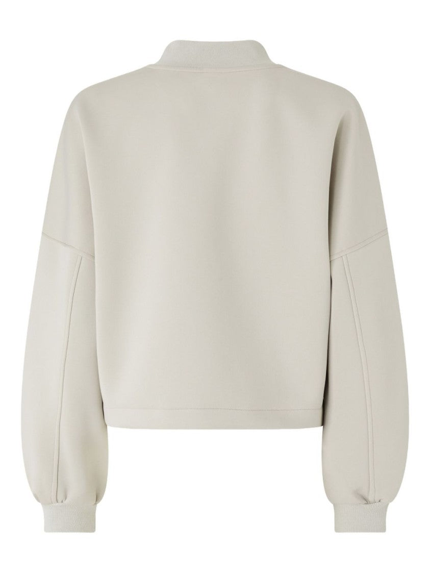 Pinko Cropped Light Grey Neoprene Sweatshirt