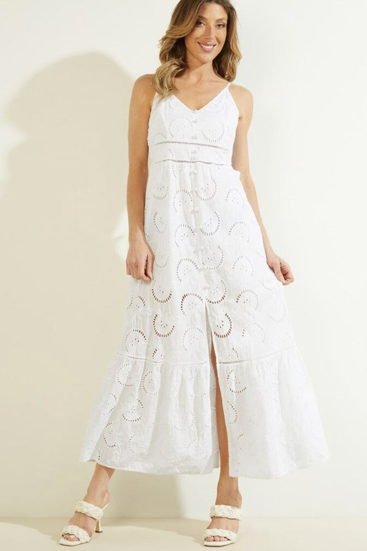 Guess White Chiffon Maxi Dress