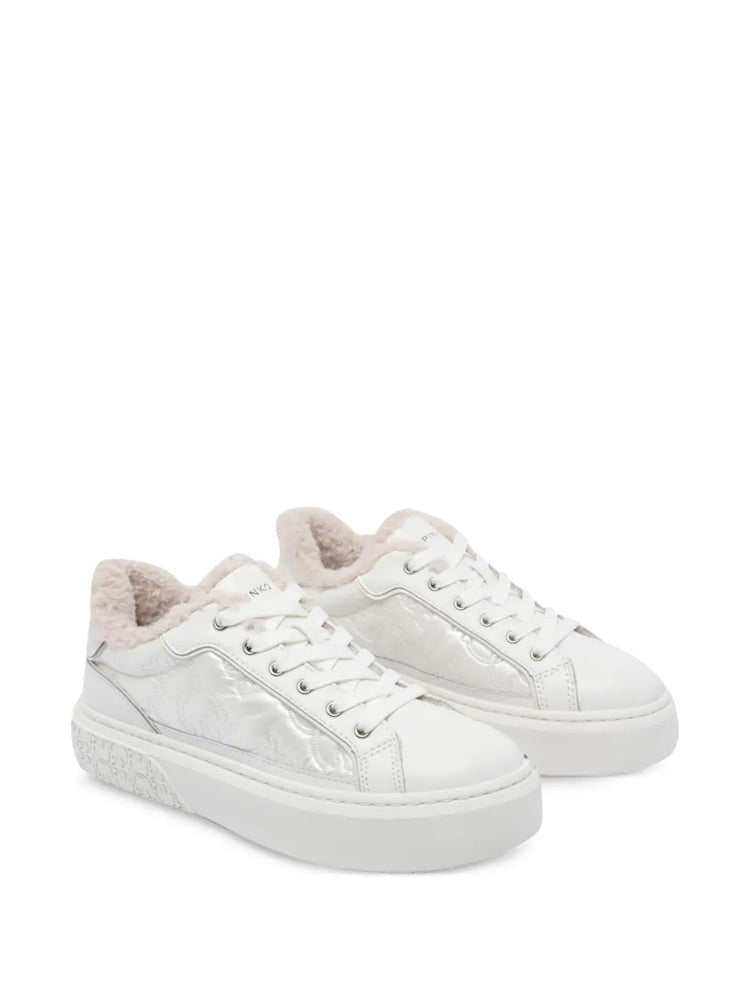 Pinko White Yoko 21 Calf Leather Low-Top Trainers