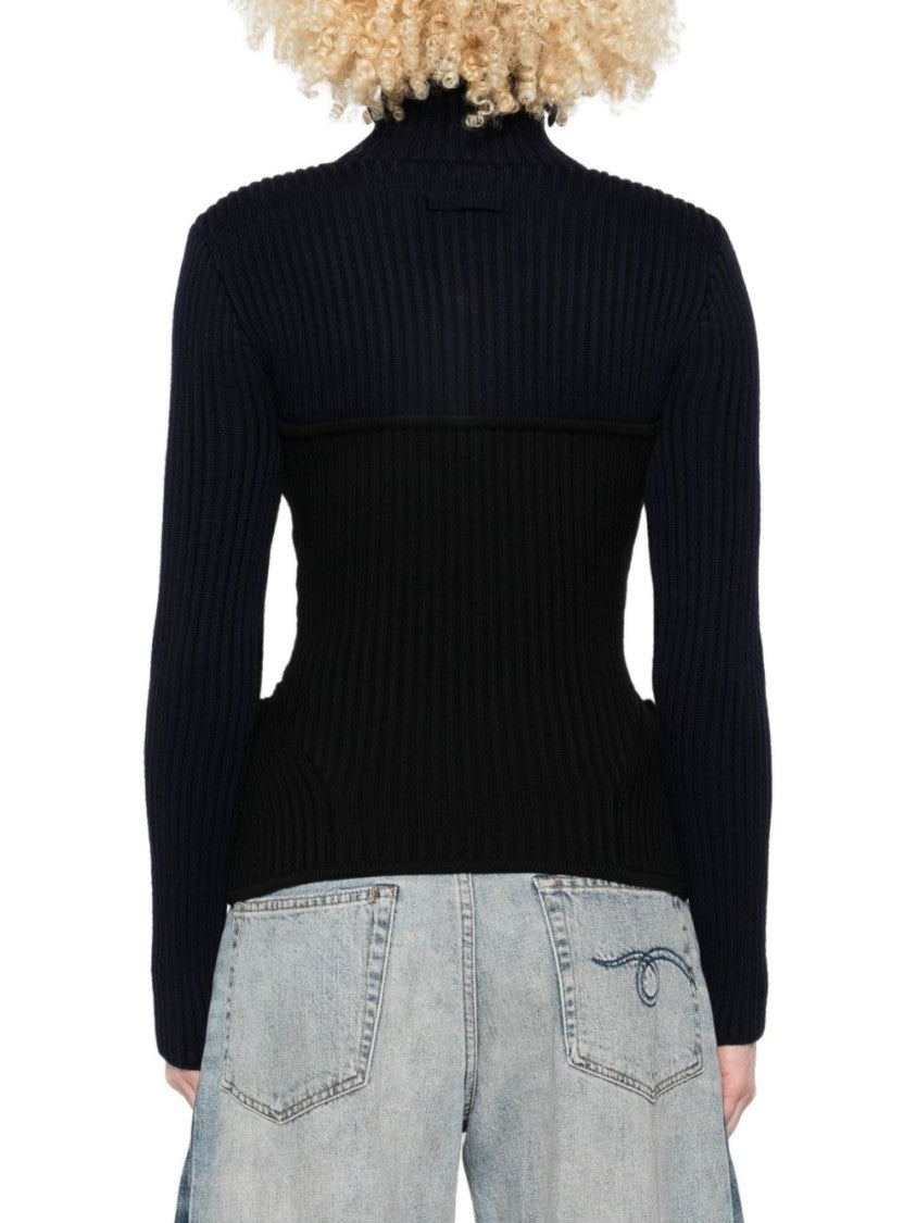 Jean Paul Gaultier Black Merino Wool Long Sleeve Top