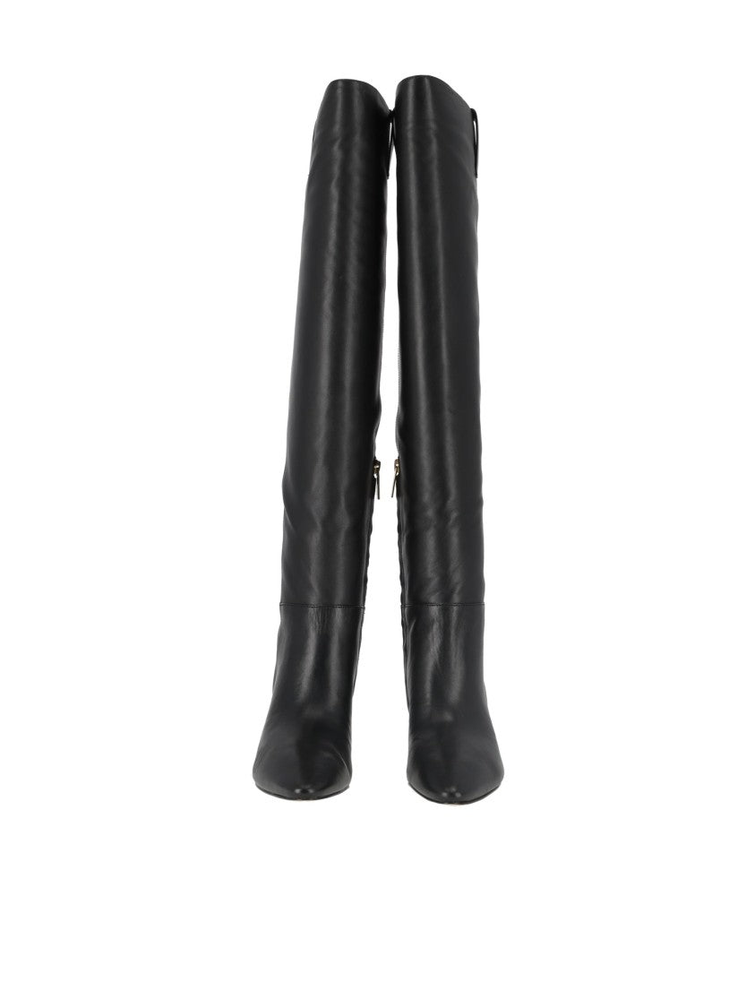 Michael Kors Daniela Pointed-Toe Kitten-Heel Leather Boots