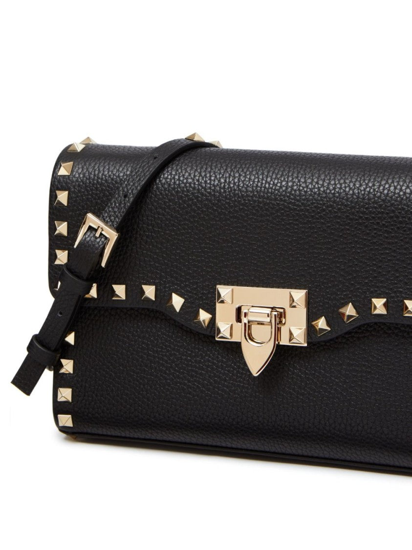 Valentino Garavani Textured Leather Rectangular Bag With Pyramid Studs
