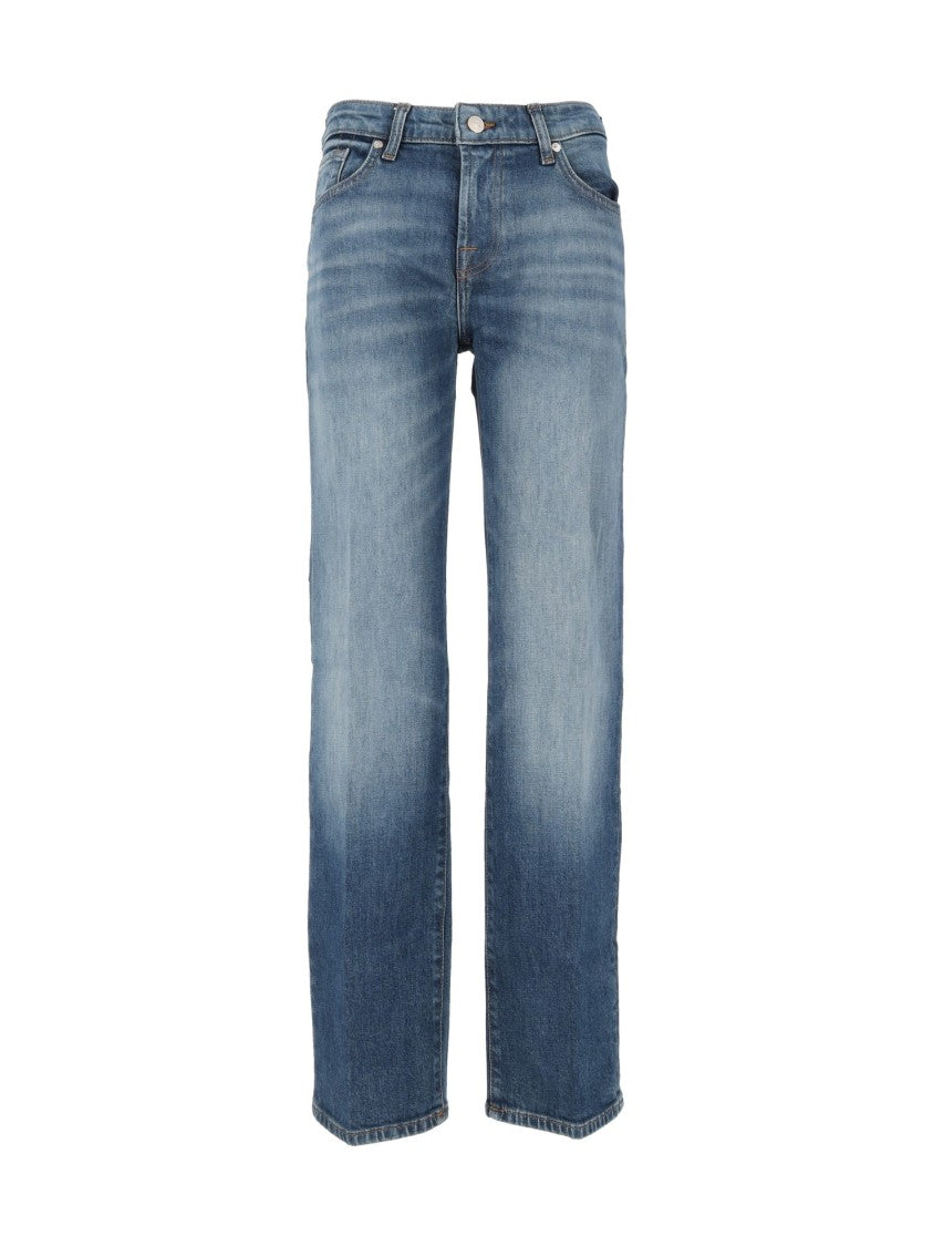 7 For All Mankind Classic Blue Calie Straight-Leg Denim Jeans