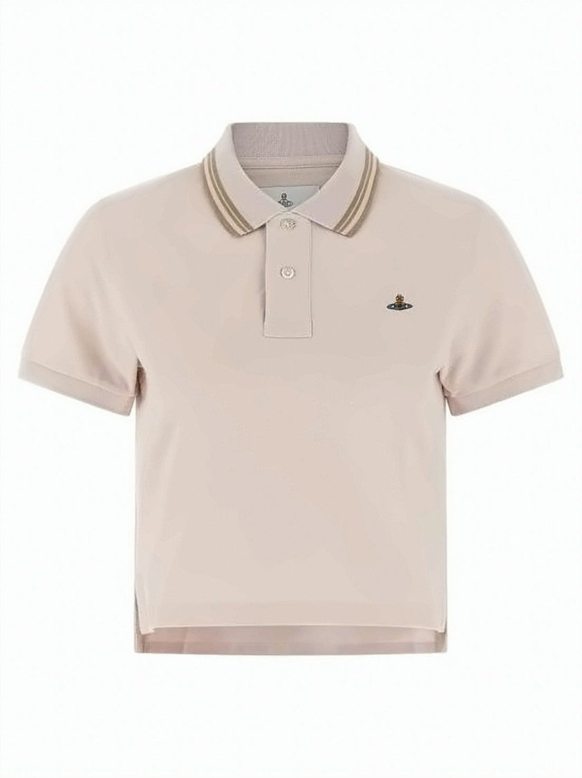 Vivienne Westwood Cropped Polo Shirt With Classic Collar And Embroidered Emblem