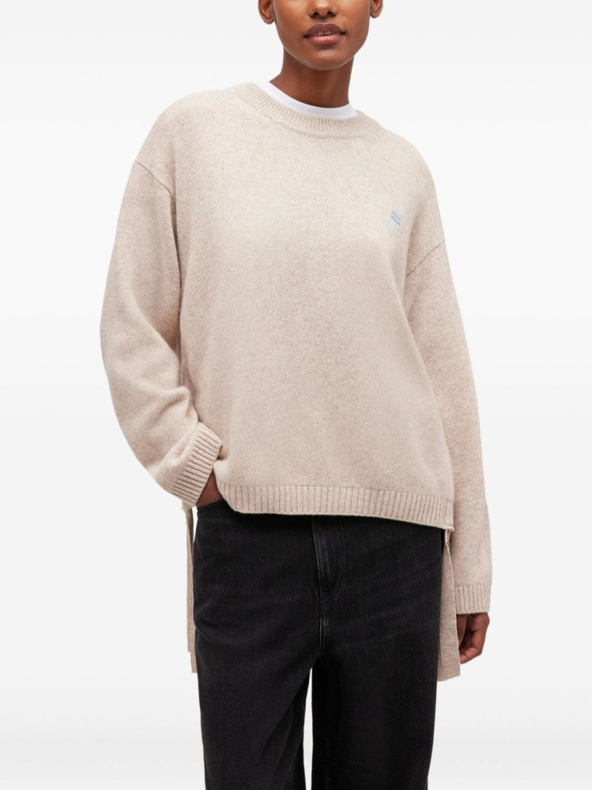 Ganni Beige Sweater With Round Neckline